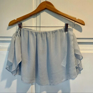 Forever21 Strapless Woven Light Blue Crop Top with Sleeves Size Small New